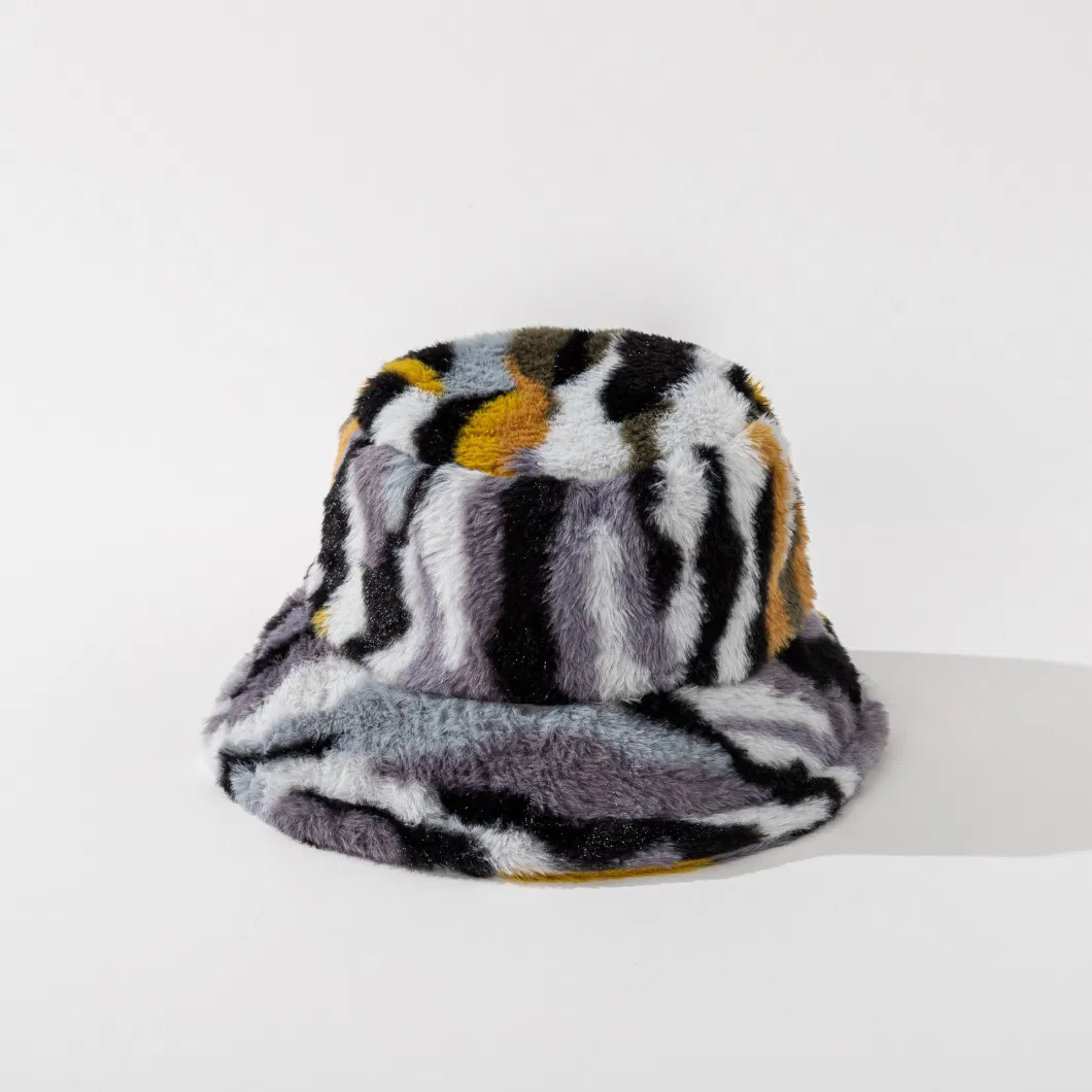 Winter Plush Warm Leopard Print Fashion Women&prime;s Fisherman Hat Bucket Hat Fashion Cap