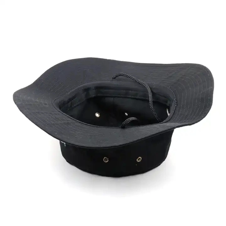 Summer Wholesale Custom Fisherman Hats Low MOQ Plain Black embroidery Wide Brim Designer Bucket Hats for Men with Adjustable String