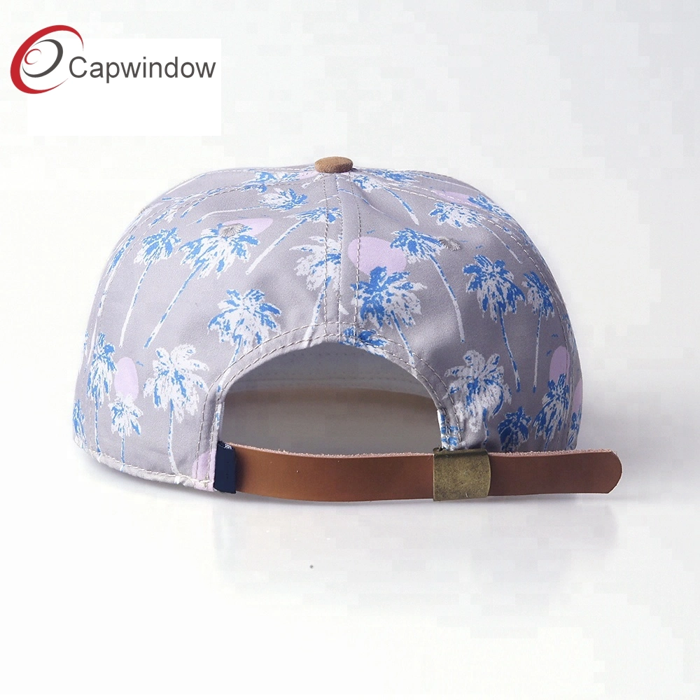 Fashion 6 Panel Floral Sublimation Snapback Cap with Suede Visor