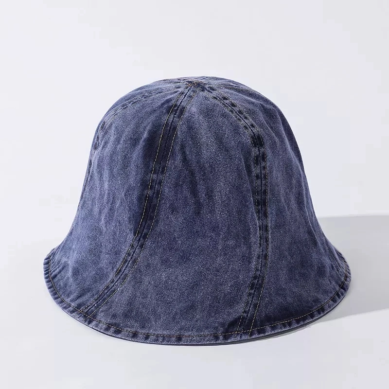 Stone Wash Cotton Denim Distressed Floppy Fisherman Red Bucket Hat