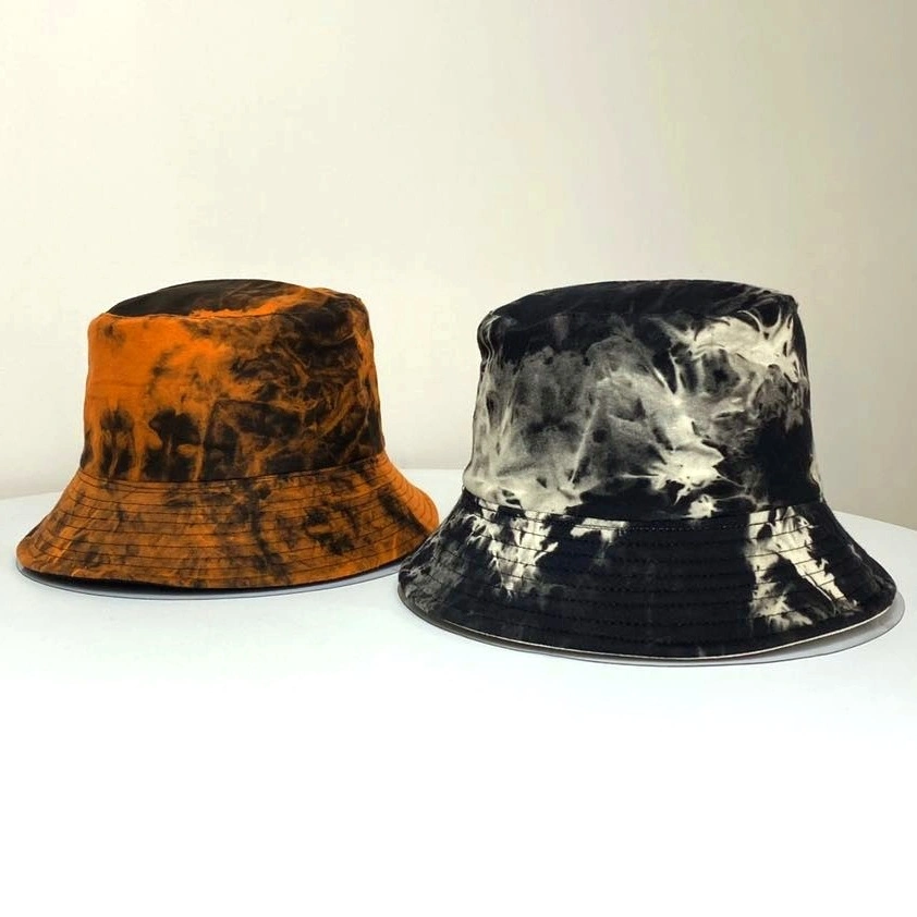 Fashion Tie-Dye Foldable Custom Own Logo Hat Cap with Embroidered Bucket Hat Tie Dye Funny Hip Hop Fishmen Cap Designer Bucket Hat