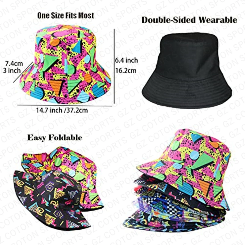 Wholesale Bulk Custom Embroidery Logo Women Polyester Bucket Cap Summer Fisherman Custom Design Logo Printed Bucket Hat