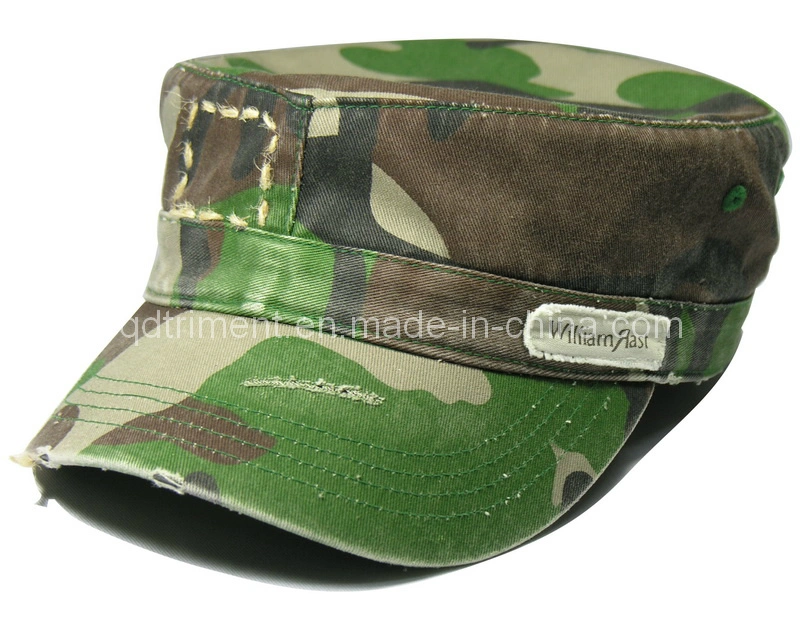 Contrast Stitches Grinding Washed Embroidery Army Military style Cap (TRM013)