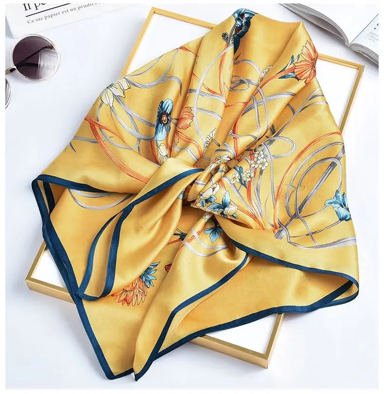 100% Digital Skull Printed Silk Chiffon Scarf Ladies Fashion Silk Square Shawl