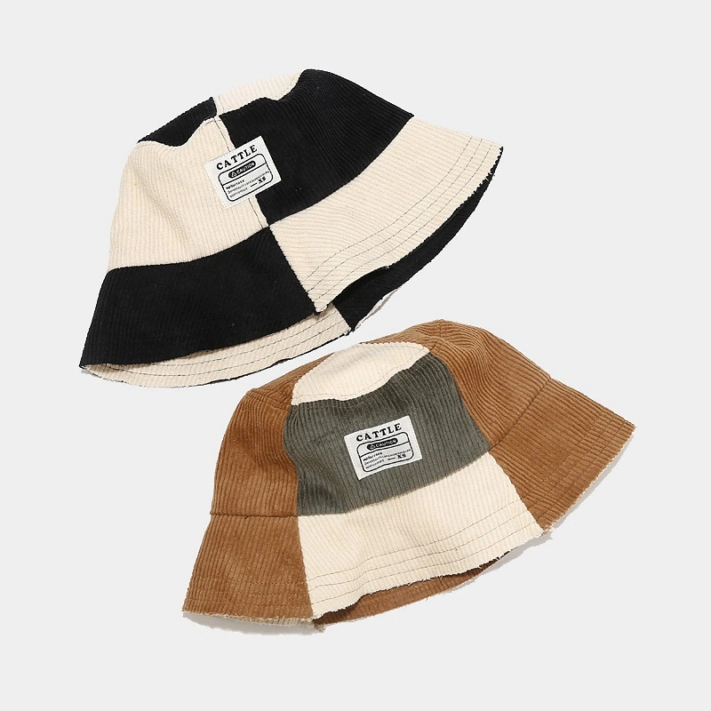 Corduroy Bucket Hat Adults Summer Fishing Hat Outside Sun Protective Casual Bucket Cap for Outdoor Fashion Cap Customized