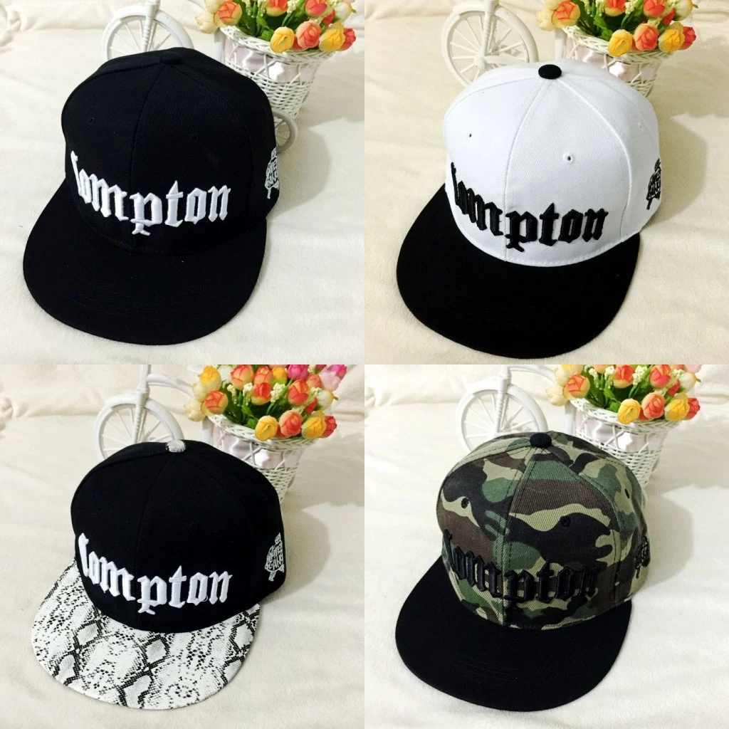 Foreign Trade Baseball Cap Compton Letter Camouflage Flat Brim Hip Hop Cap