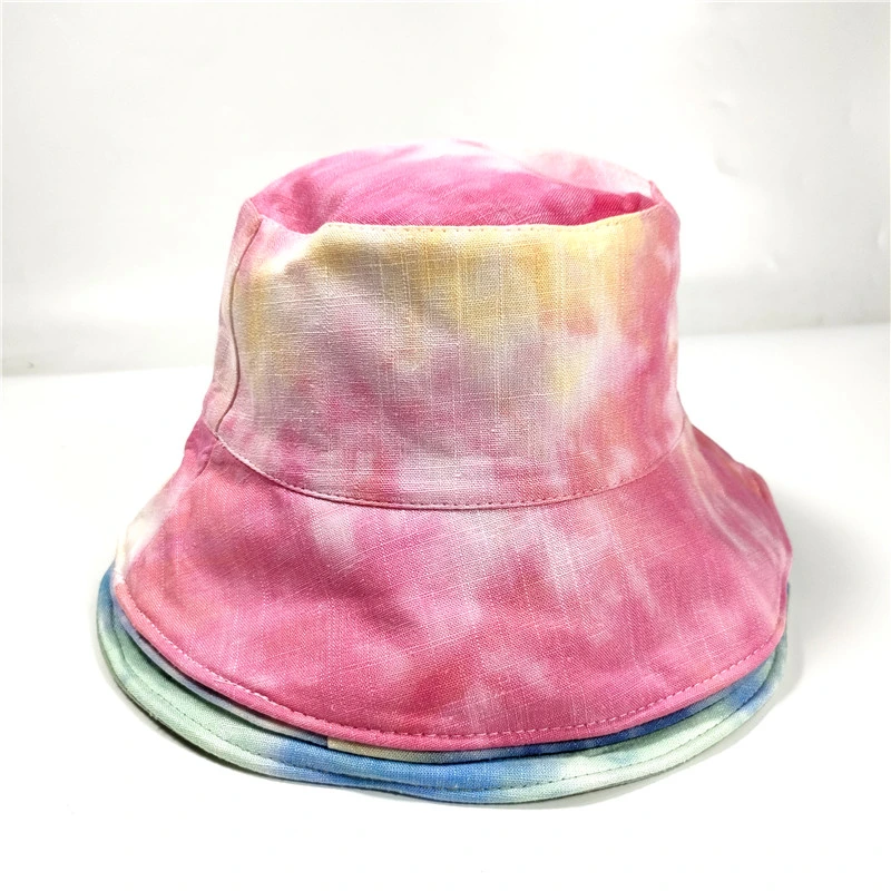 Fashion Tie-Dye Foldable Custom Own Logo Hat Cap with Embroidered Bucket Hat Tie Dye Funny Hip Hop Fishmen Cap Designer Bucket Hat