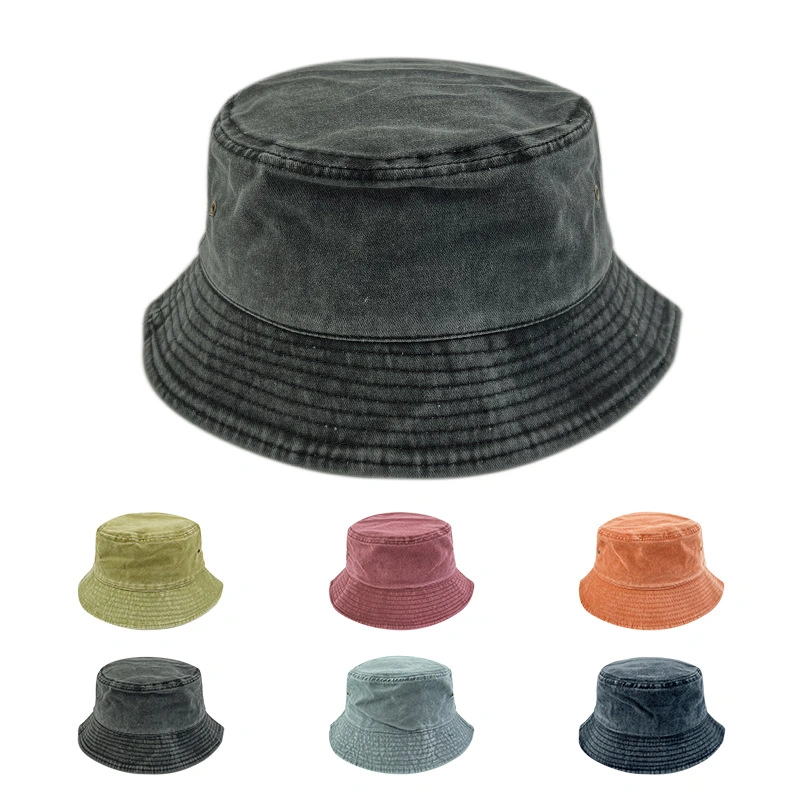 2023 Wholesale Customized Logo Vintage Washed Cowboy Bucket Fisherman Hat