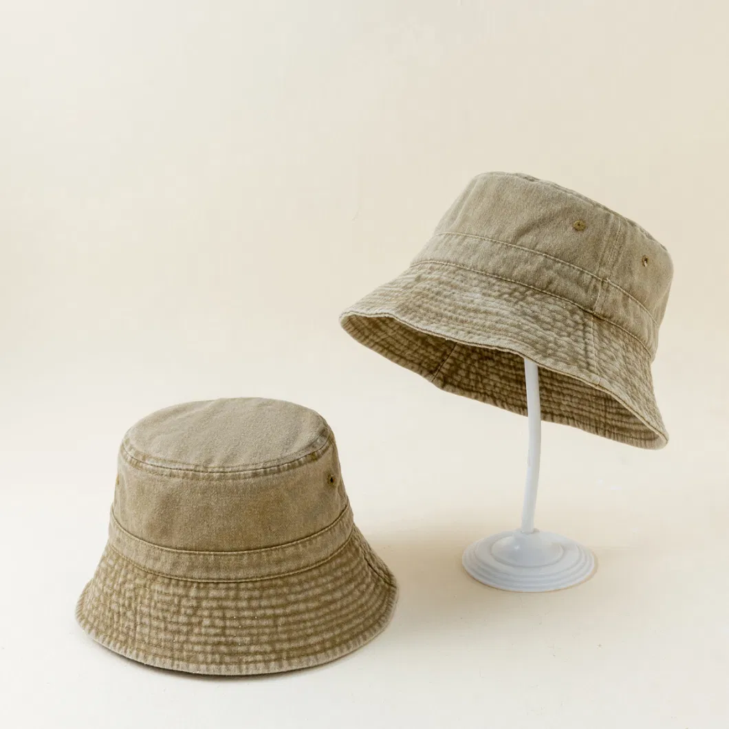Foldable Children Fisherman Caps Sunshade Cotton Washed Denim Baby Kids Bucket Hats
