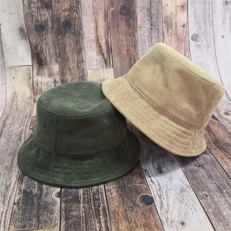 Wholesale Custom Big Edge High Quality Blank Fisherman Corduroy Camouflage Leisure Bucket Hat for Adults and Children Kids