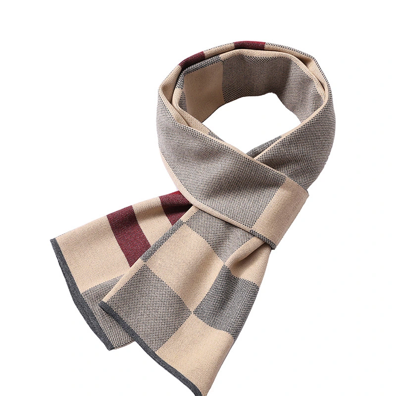 Soft Edge Wool Classic Arrival Winter Tassel Warm Plaid Scarf for Men