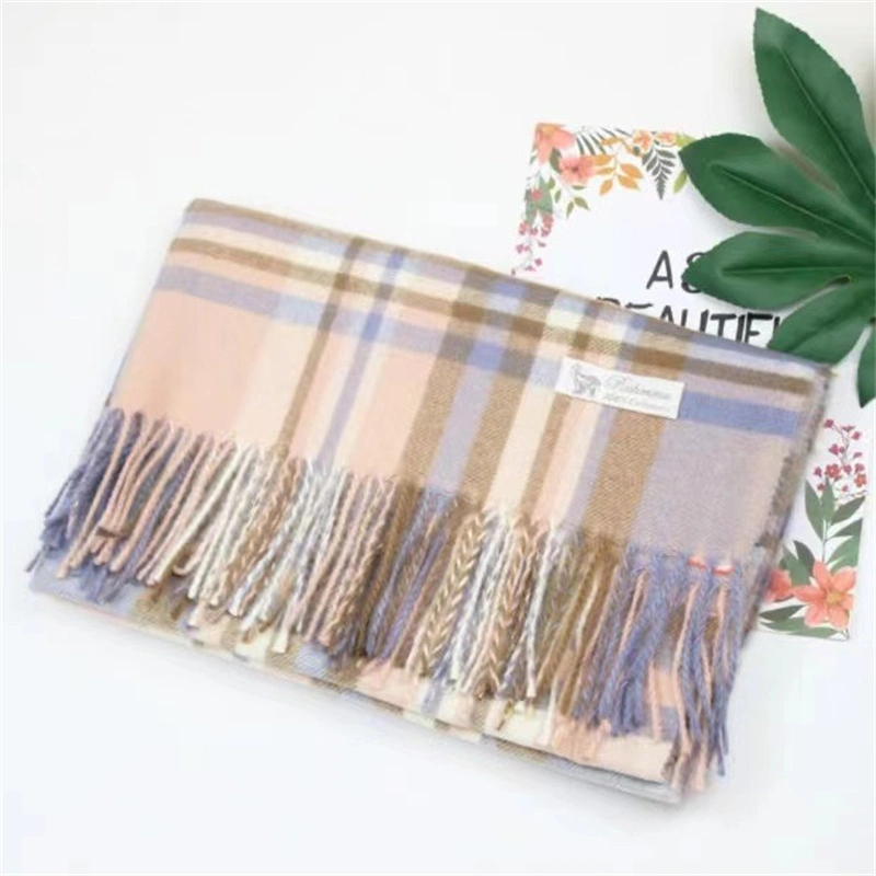 Factory Direct Supply Scarf &amp; Warm Fashion Plaid Fringe Scarf