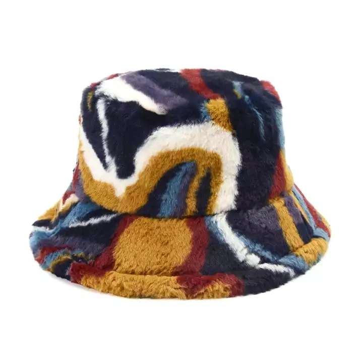 Girl Fashion Fluffy Warm Cap Custom Women Outdoor Faux Fur Winter Hat Soft Velvet Furry Fisherman Bucket Hats