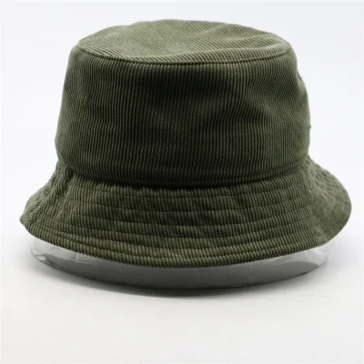 Vendita all&prime;ingrosso Big Edge alta qualità bianco pescatore Corduroy Camouflage Cappello a secchio per il tempo libero per adulti e bambini