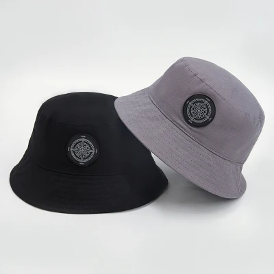 Nuovo design semplice Moda bianco Pescatore Sun Hat colore normale Cappello a secchio da uomo in tessuto di pelle personalizzato in cotone