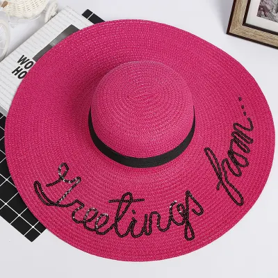 Donna di largo brim all&prime;ingrosso estate personalizzata spiaggia Sun floppy carta Cappello di paglia