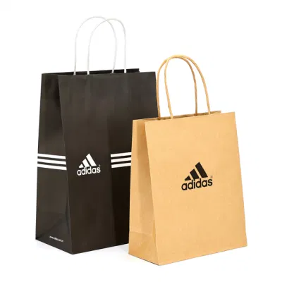 White Brown Kraft riciclato su misura porta carrier Borsa di carta promozionale per regali di moda all&prime;ingrosso