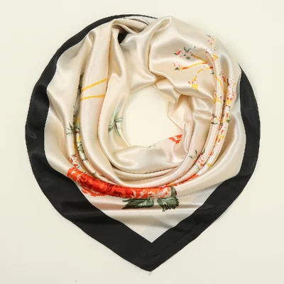Bendana semplice satinato vintage collo avvolgi capelli Seta testa quadrata Sciarpa