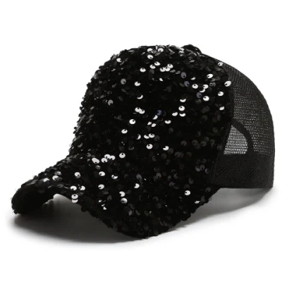Cappellino Sequin con chiusura SnapBack Black Bling con cappello alla moda Cappello per Signora
