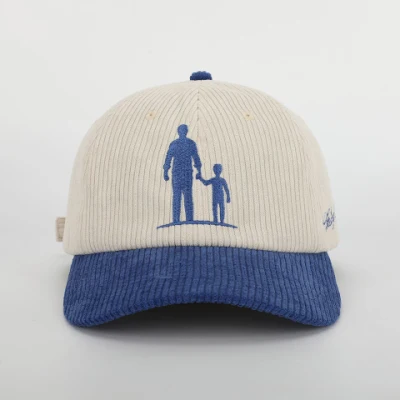 Cappello da baseball Corduroy regolabile a due tonalità e 6 pannelli OEM Custom, Gorras liscio curvo, cappello Corduroy con logo ricamo
