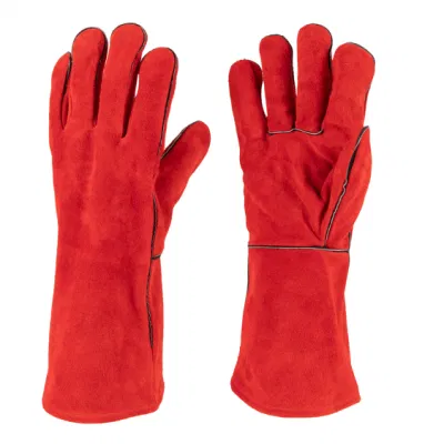 Guanti di sicurezza in pelle crosta cromata rossa per saldatura (6504. RD)