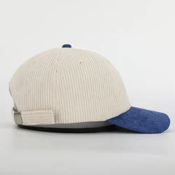 Cappello da baseball Corduroy regolabile a due tonalità e 6 pannelli OEM Custom, Gorras liscio curvo, cappello Corduroy con logo ricamo