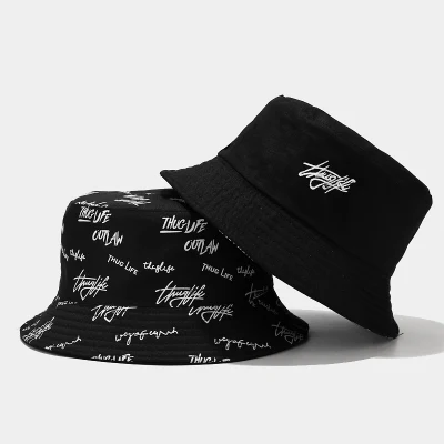 Fashion Designer reversibile Custom Logo Alover stampato e ricamato in cotone Cappello a secchio per pescatori con marchio privato