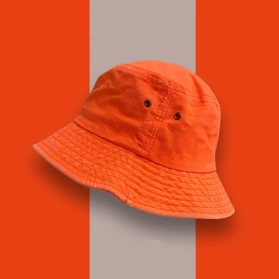 Cappello a secchiello pieghevole in cotone con cappello lavato OEM bianco personalizzato Cappelli benna