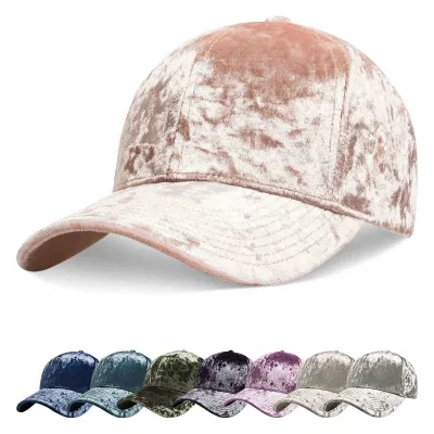 Cappello da baseball in velluto personalizzato con logo ricamato a 6 pannelli di alta qualità Tappo