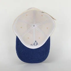 Cappello da baseball Corduroy regolabile a due tonalità e 6 pannelli OEM Custom, Gorras liscio curvo, cappello Corduroy con logo ricamo