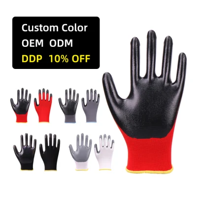Guanti di sicurezza Xingyu 13G Ployester Shell Guanti rivestiti in nitrile/Guanti per edilizia/lavoro Guanti di ottima qualità
