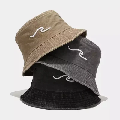 Cappellino a secchio in ricamo 3D in cotone lavato vintage Personalizza il tuo cappello a secchio