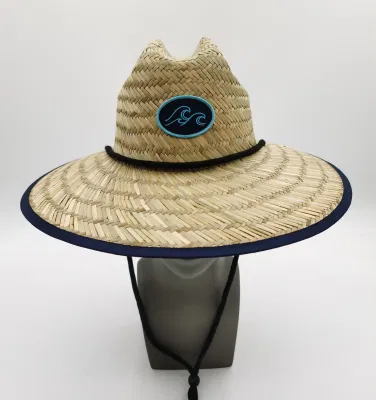 Estate ampio brim paglia Lifeguard con Stampa sotto brim Giardinaggio Cappello
