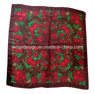 Primum Verified Supplier 75*75cm Russo Scarpa Donna Stampa Floral Grande banda di poliestere quadrata in cotone