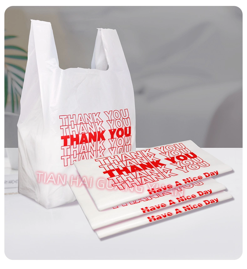 Shopping Plastic Bag Thank You Logo Printed Custom Size Color T-Shirt Bags