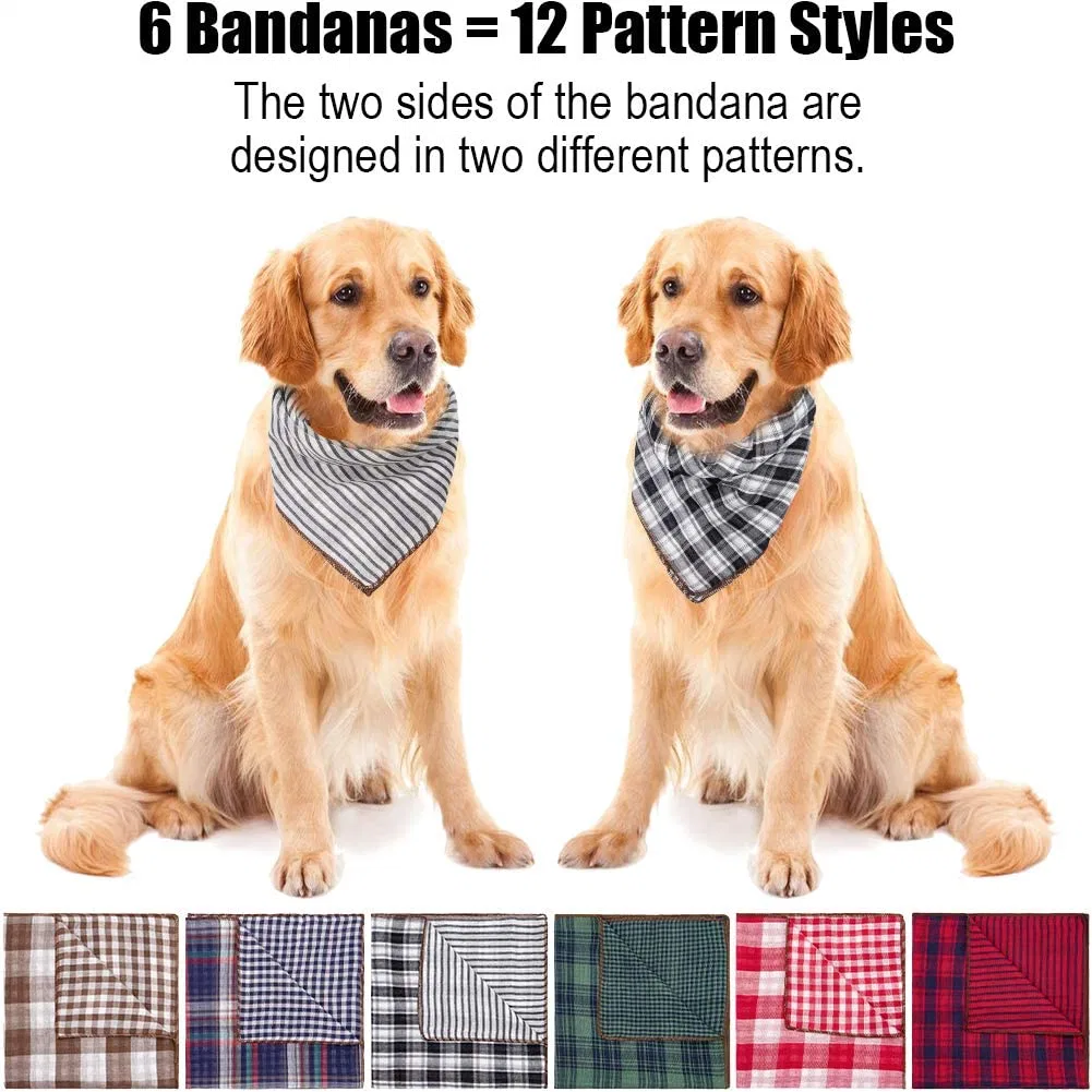 Triangle Reversible Washable Soft Cotton Dog Bandanas for Small and Medium Dog