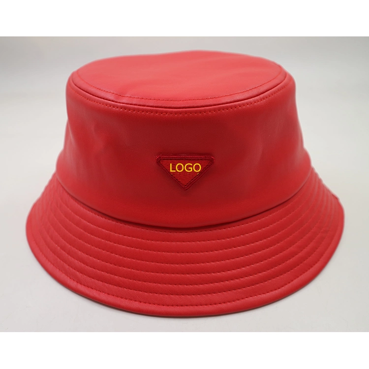 Wholesale Custom Designer Luxury Bright Color Women Fashion Premium Shiny Silk Satin Leather Embroidered Logo Sun Bucket Hats