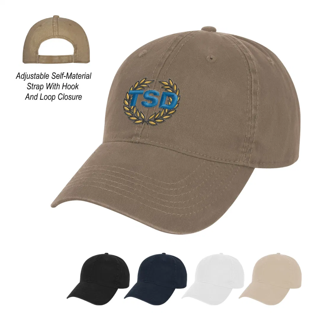 Wholesale Custom Logo Plain 6 Panel Wash Cotton Baseball Cap Dad Hat