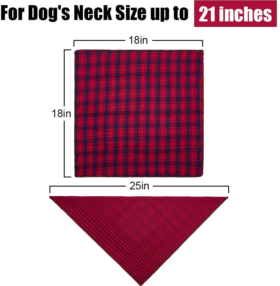 Triangle Reversible Washable Soft Cotton Dog Bandanas for Small and Medium Dog