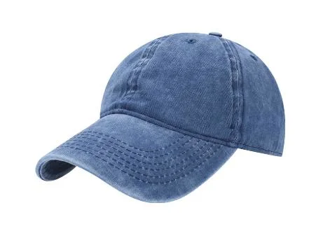 High Quality Personalized Custom Logo Materials Washed Distressed 100% Cotton Denim 6 Panel Embroidered Dad Hat Sports Baseball Cap