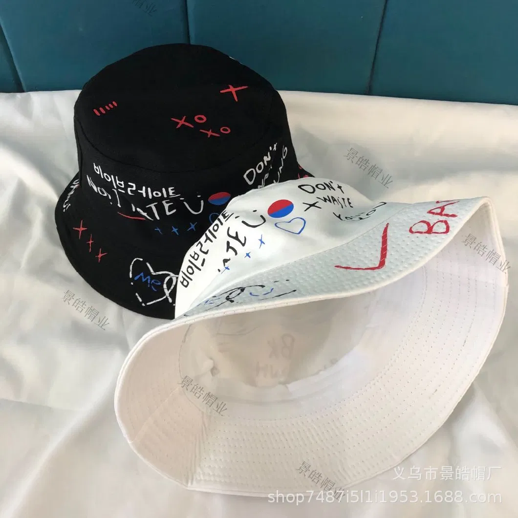Customized Hat for Men, New Street Printed Fisherman Hat, Korean Version, Summer Outdoor Sunshade Hat, Female Couple, Personalized Graffiti Basin Hat