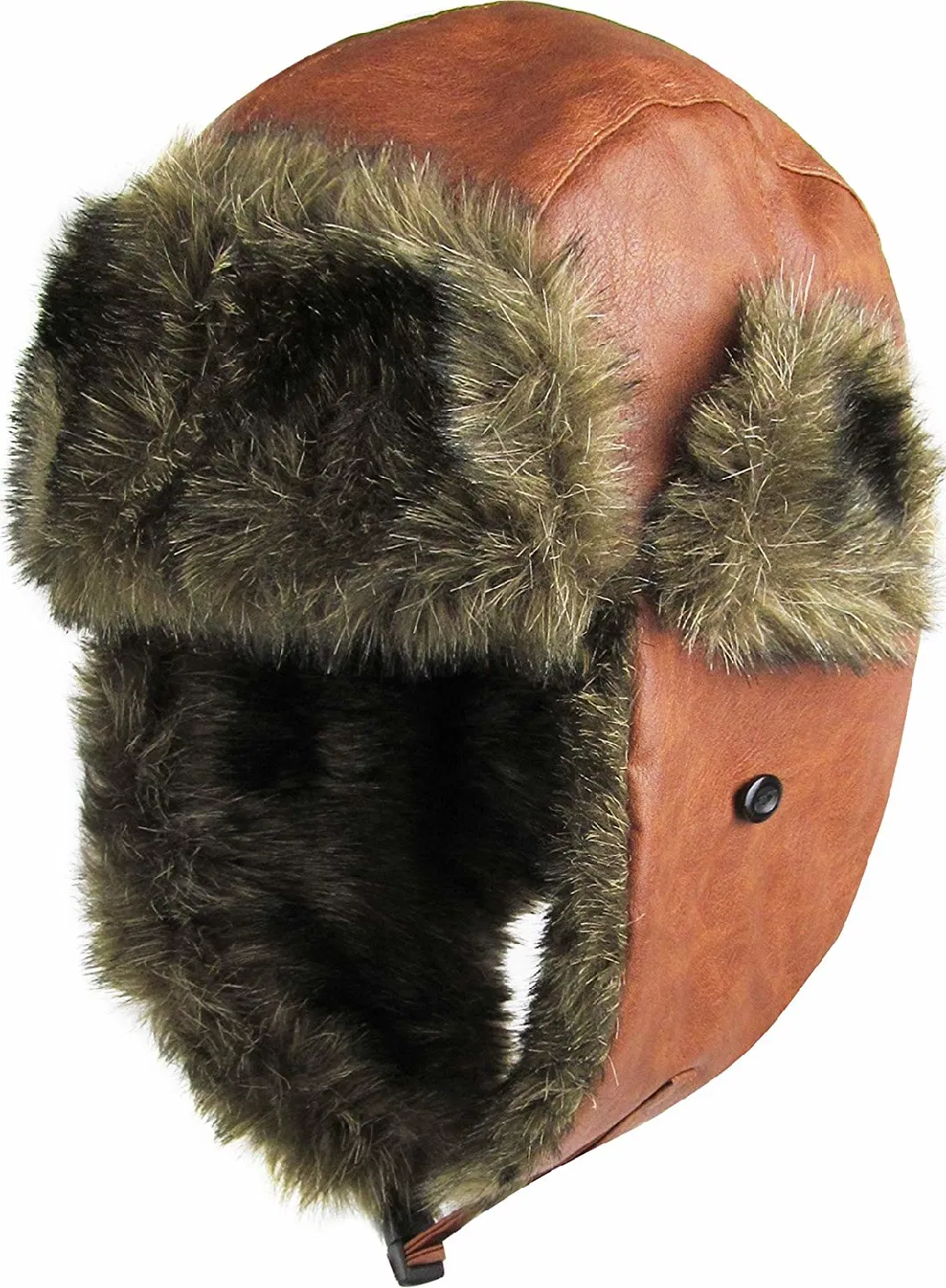 Wholesale Good Quality Winter Trooper Trapper Hunting Warm Leather Hat Ushanka Fur Aviator Hat