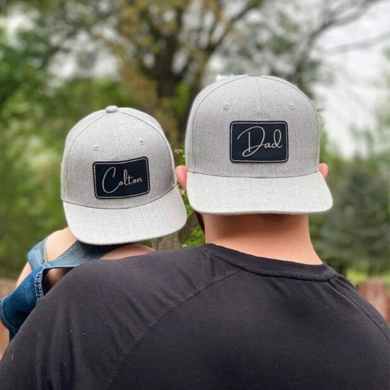 Personalized Father and Son Hat Leather Patch Custom Snapback Cap