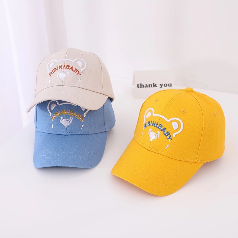 6-Panel Simple and Fashion Cute Bear Children&prime;s Baseball Caps Cotton Caps