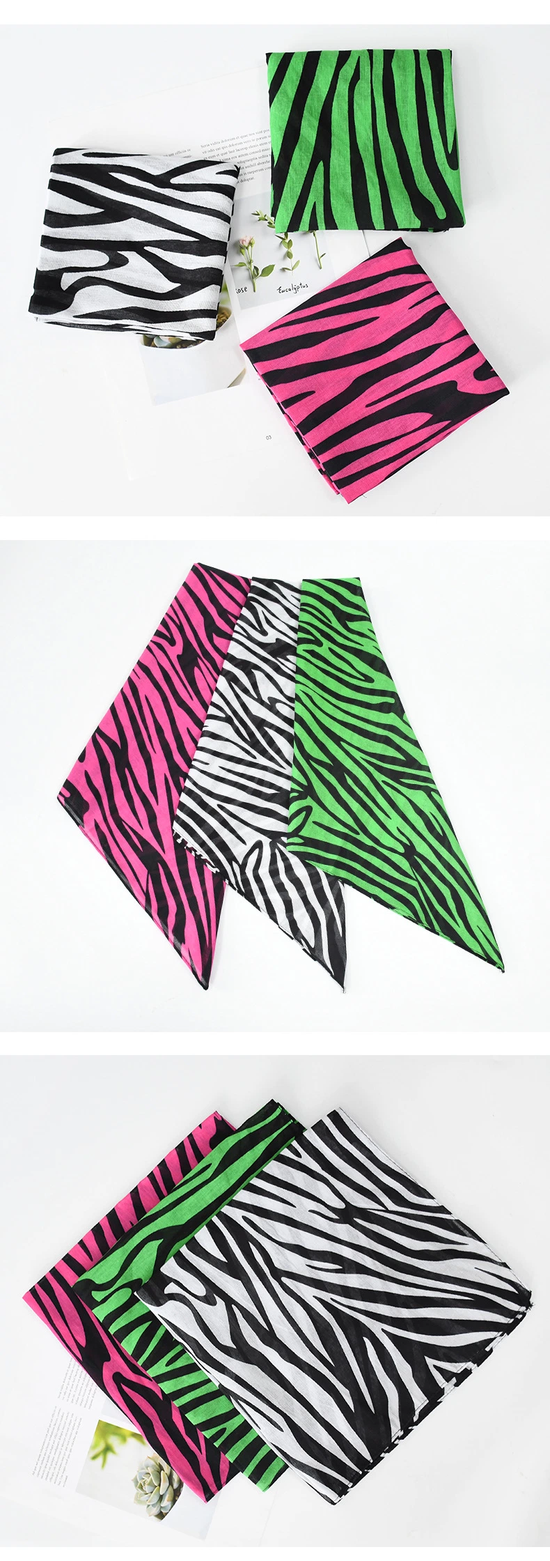 Vintage 100% Cotton Fashion Zebra Animal Print Head Wrap Bandana 23G