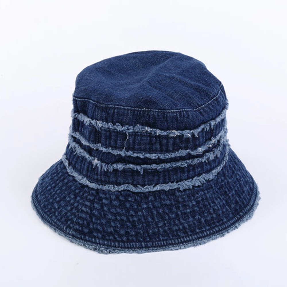 2023 Vintage Cowboy Denim Distressed Fisherman Cap Wholesale Designer Bucket Hat for Outdoor Fashion Sun Shade