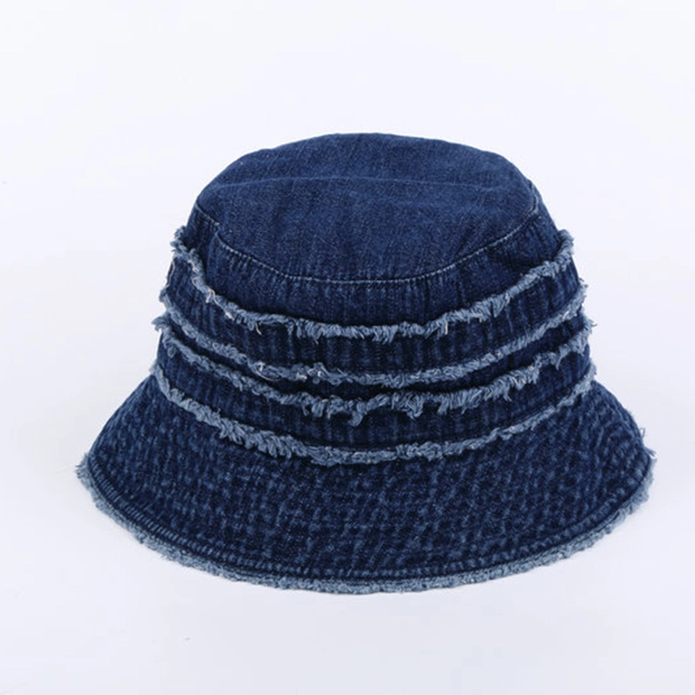 2023 Vintage Cowboy Denim Distressed Fisherman Cap Wholesale Designer Bucket Hat for Outdoor Fashion Sun Shade