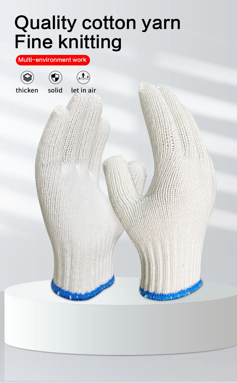 China Wholesale 7/10gauge Industrial/Working/Hand Knitted Guantes Safety Work Glove White Cotton Gloves