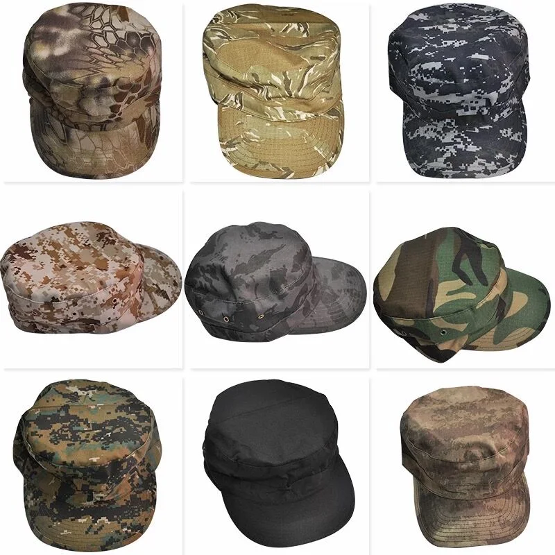 High Quality Colourful Full Fabric Army Uniform Hat Military Style Flat Cap