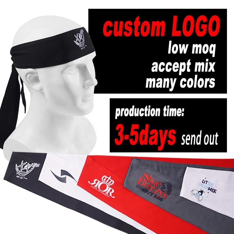 Custom Logo Designer Gym Long Bandana Hair Bands Sport Cotton Fashion Headbands for Man